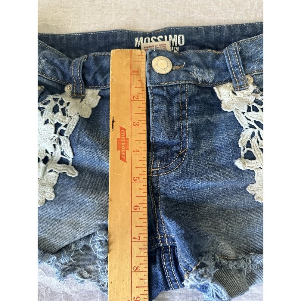 🌵4/$25 Mossimo Junior's Size 7 Blue Denim Shorts Embroidered Floral Cottagecore - Picture 6 of 8